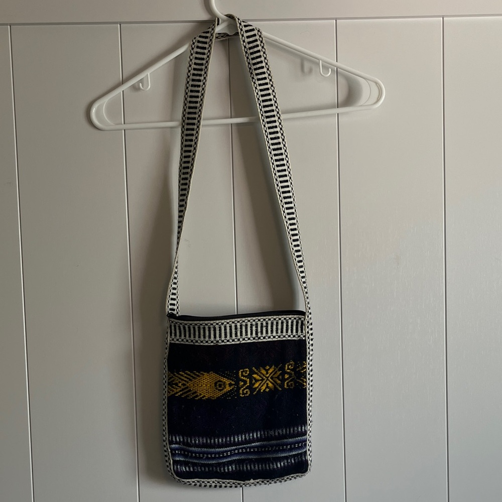 Stylish Purple and Gold Patterned Crossbody Bag